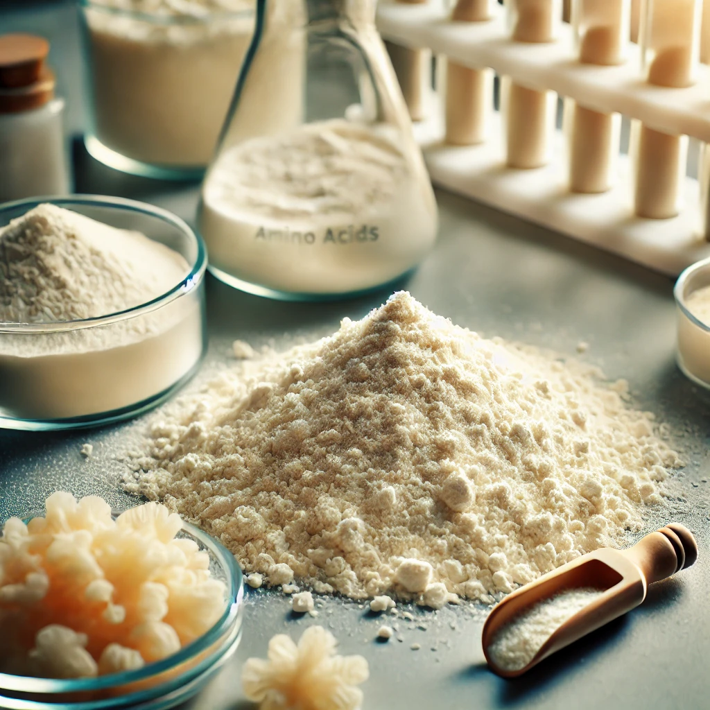 Fine amino acid powder prepared in laboratory glassware