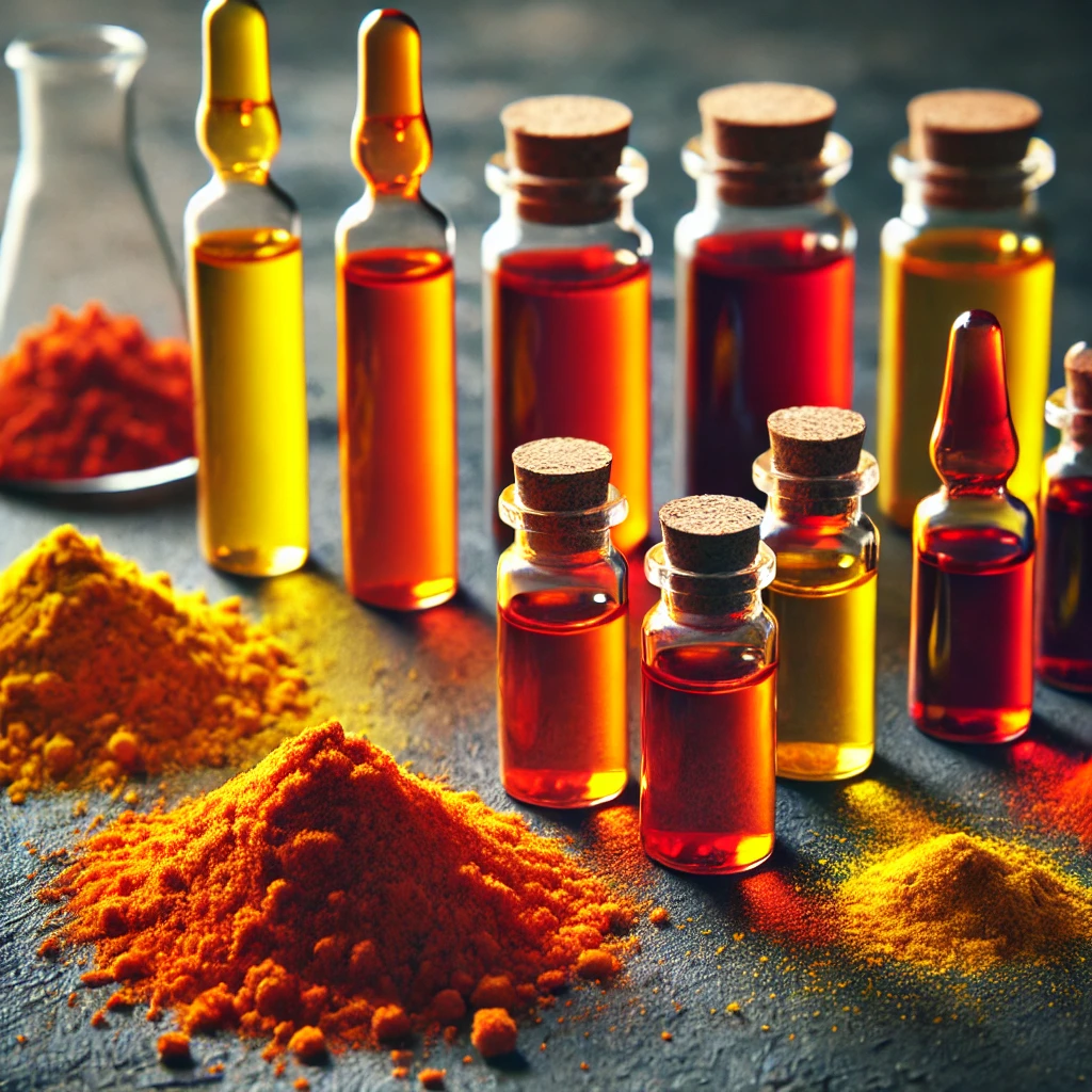 Carotenoid solutions beside natural colour powders